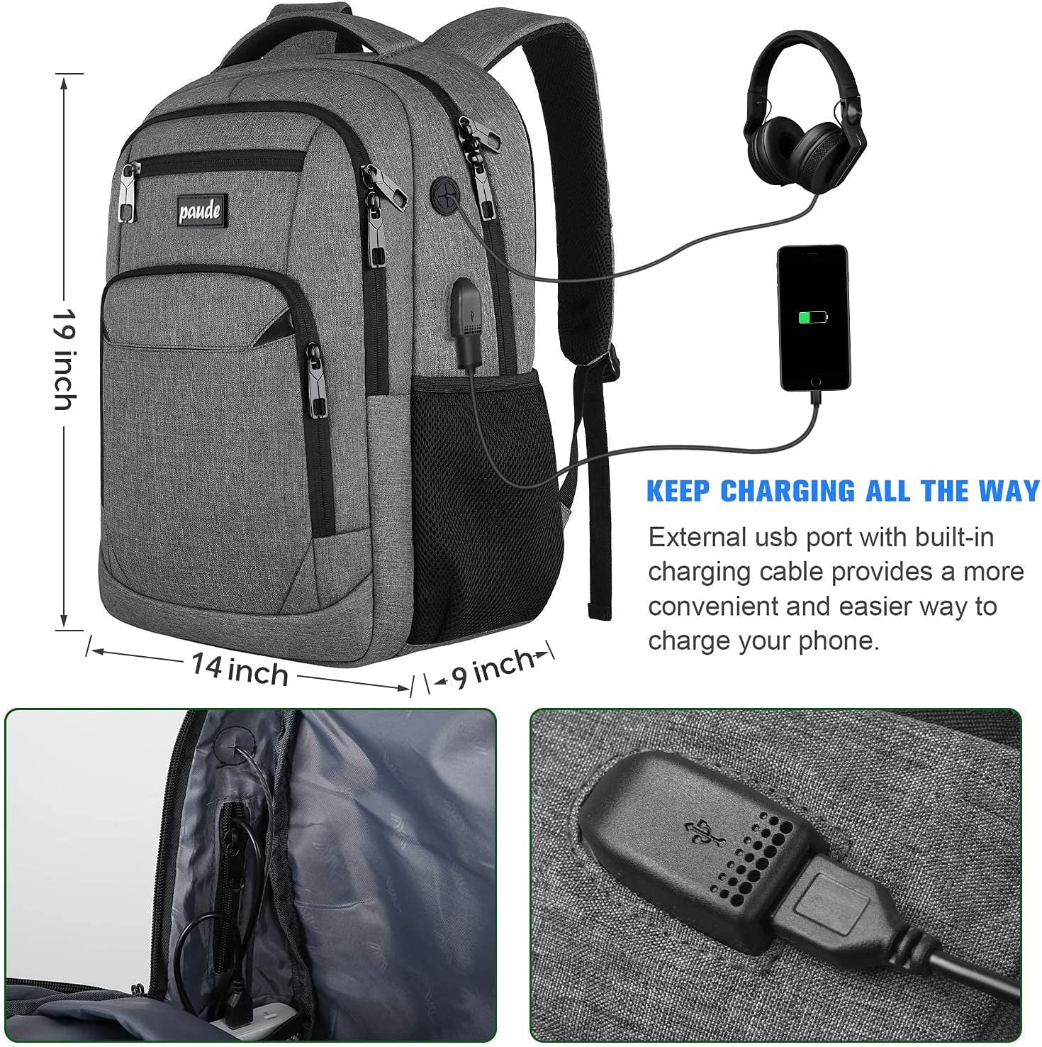 Travel Backpack for Men and Women,17.3 Inch School Backpack for Teens,Laptop Backpack with USB Charging Port for Business College Trip
