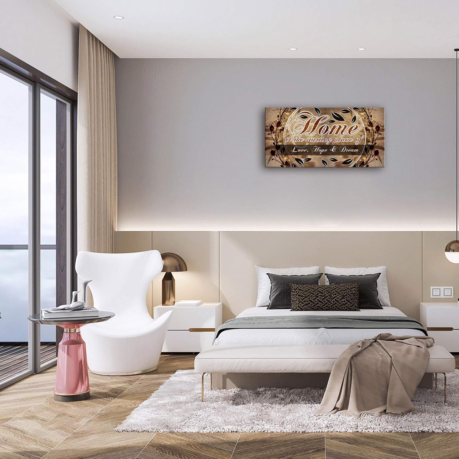 Inspirational Home & Family Quotes Motto Canvas Wall Art, Home Sweet Home Framed Artwork Painting Love, Hope & Dream Theme Quotes Warm Family Wall Art for Living Room Bedroom House Farmhouse Walls