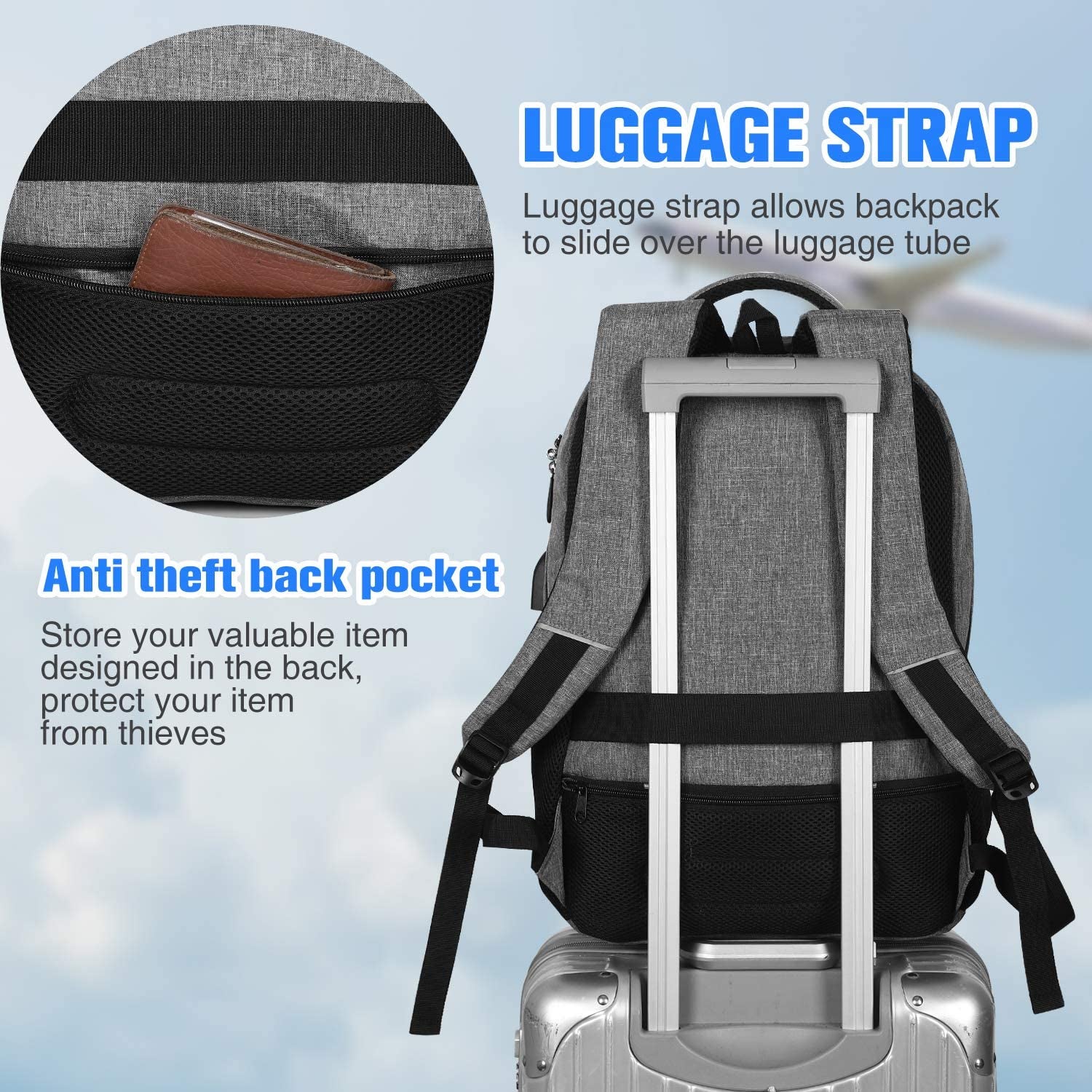 Travel Backpack for Men and Women,17.3 Inch School Backpack for Teens,Laptop Backpack with USB Charging Port for Business College Trip