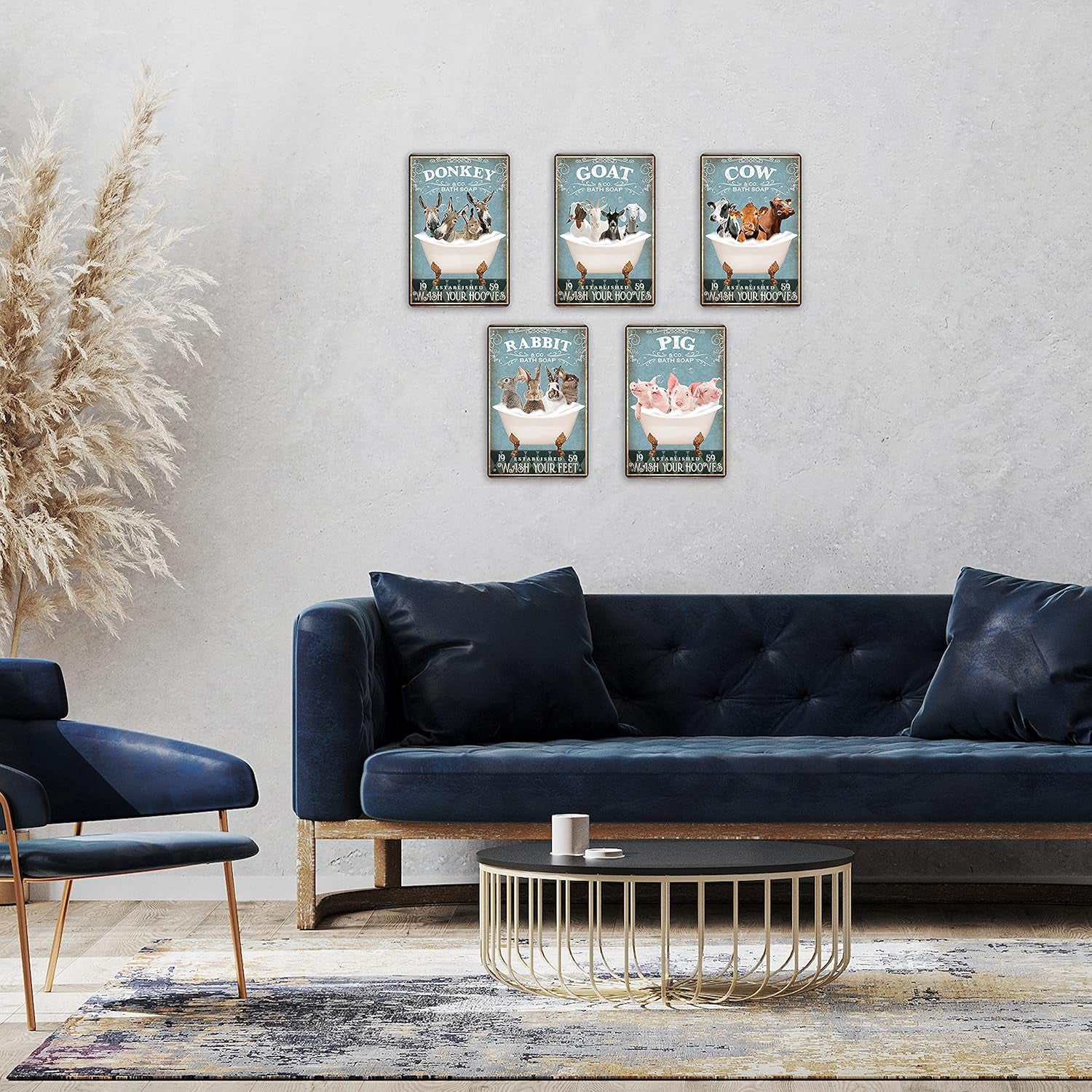 Funny Cow Bathtub Decor - Cow Accessories Farm Decor Signs Wall Art Poster Retro Bar Home Bathroom Wall Decoration 8X12 Inch