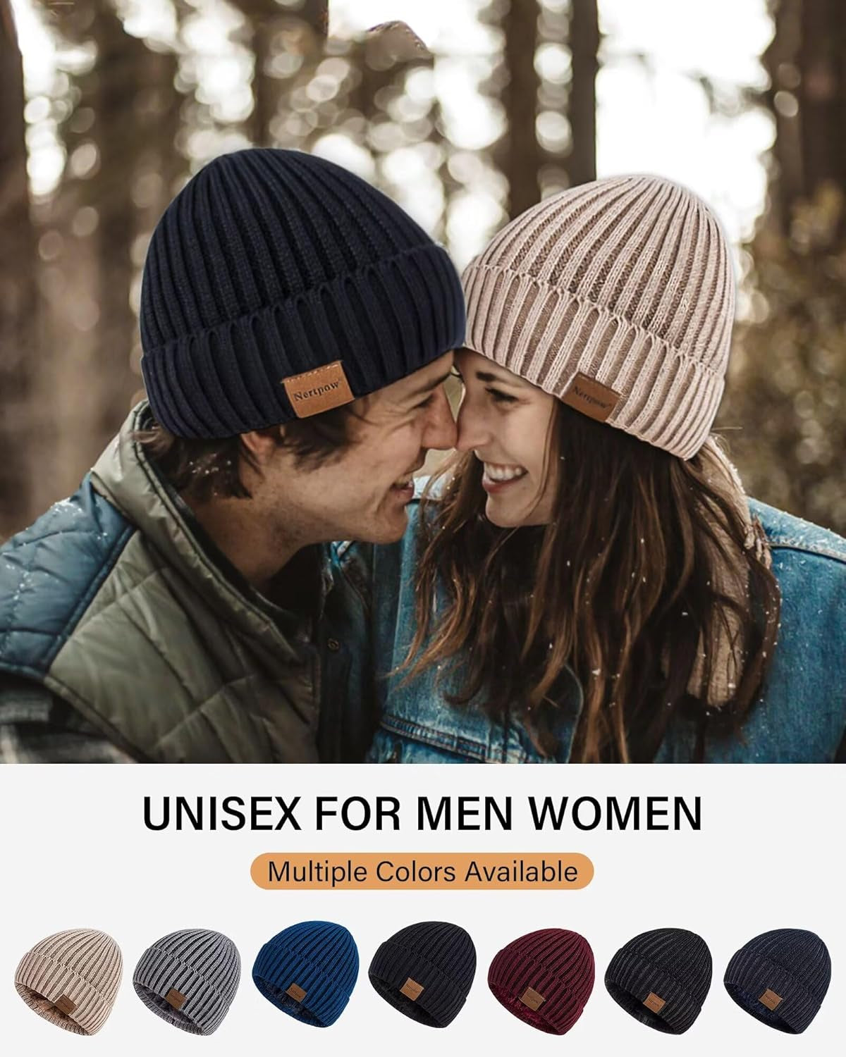 Mens Beanie Hats 3 Pack, Winter Hats for Men Women Warm Thermal Fleece Lined, Thick Knit Fashion Skull Cap for Guys