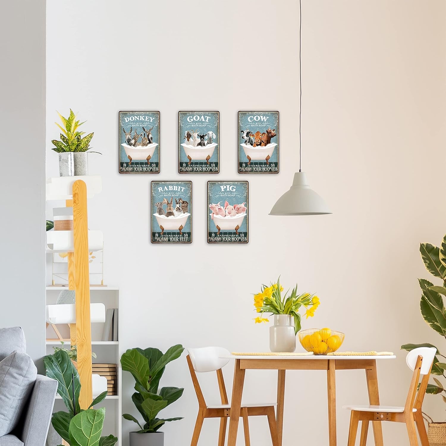 Funny Cow Bathtub Decor - Cow Accessories Farm Decor Signs Wall Art Poster Retro Bar Home Bathroom Wall Decoration 8X12 Inch