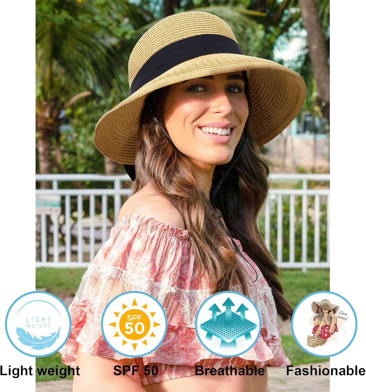 Sun Hats for Women UPF 50+ Women'S Lightweight Foldable/Packable Beach Sun Hat
