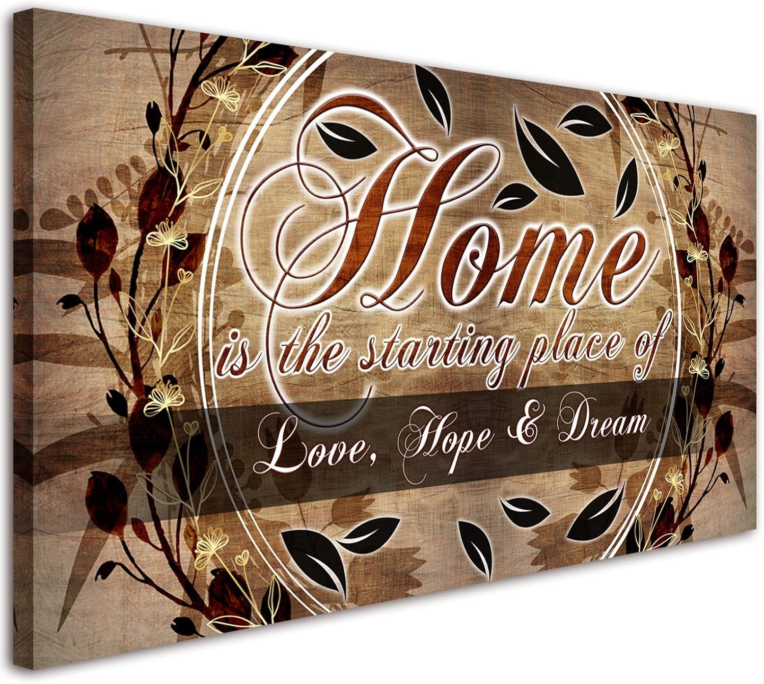 Inspirational Home & Family Quotes Motto Canvas Wall Art, Home Sweet Home Framed Artwork Painting Love, Hope & Dream Theme Quotes Warm Family Wall Art for Living Room Bedroom House Farmhouse Walls